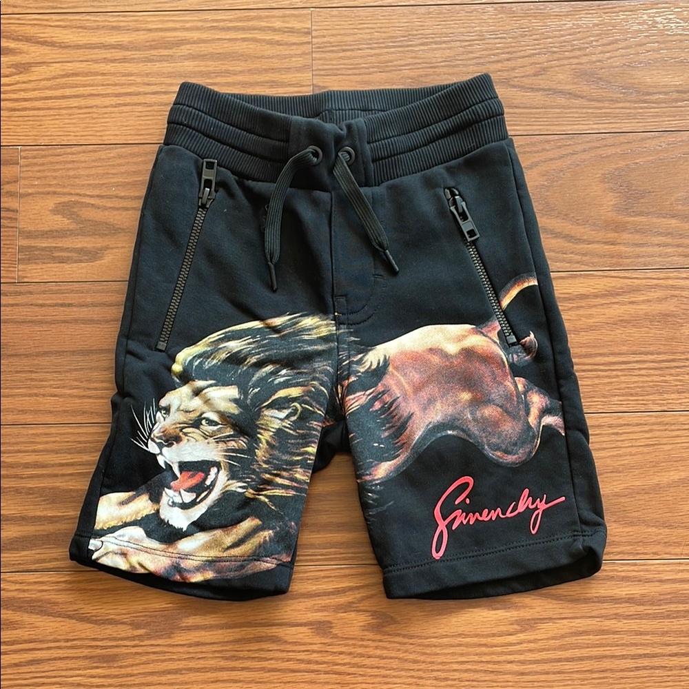Givenchy Kids Black Shorts with Lion Graphic